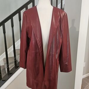 Chico’s Cranberry Spice Faux Leather Topper/Outerwear (Chico’s Size 3)